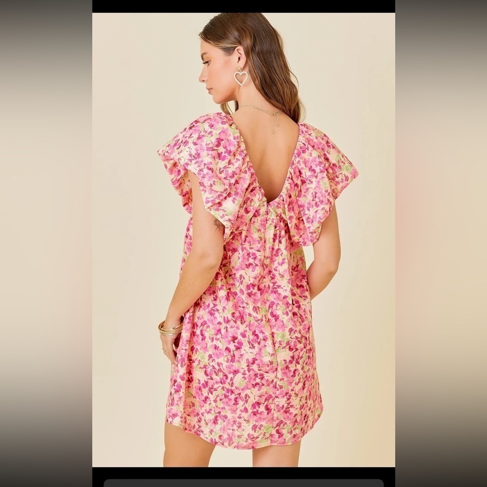 Day & Moon Warm Floral Print V-neck Mini Dress - Picture 3 of 7